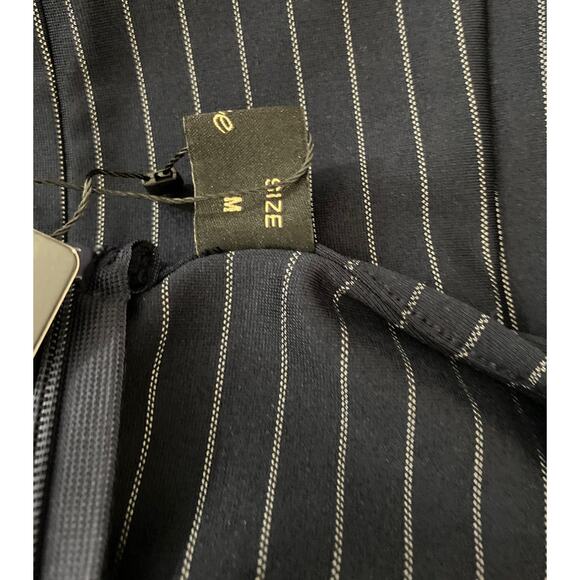 NWT Vfshow Vfemage Size M Navy Striped Sheath Dress Front Zip Dark Academia - Picture 6 of 7
